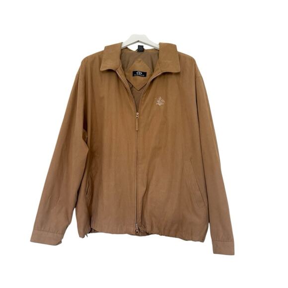 Vintage Anheuser-Busch Beer Brewery Faux Suede Tan Jacket Full Zip Size XL - Picture 1 of 14